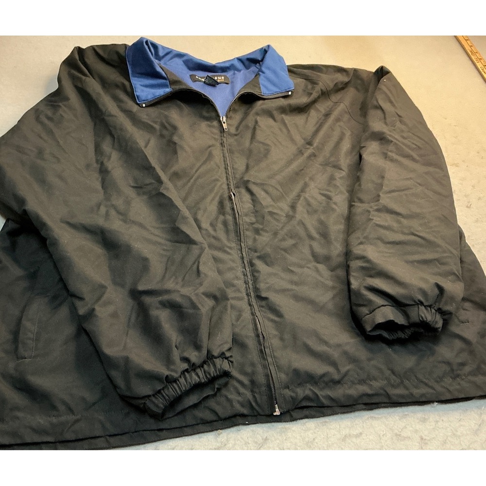 Consensus Golf Windbreaker Jacket Mesh Lined Full Zip Black Blue XL Sporty